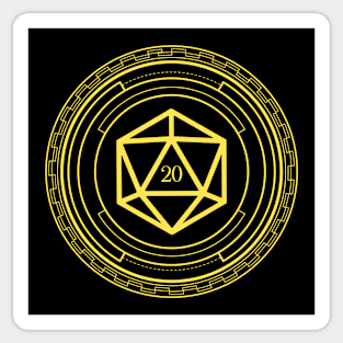 Minimalist Geometric Polyhedral D20 Dice Yellow Tabletop Roleplaying RPG Gaming Addict Sticker